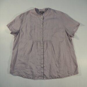 J Jill Blouse Womens Extra Large Lavender Linen Baby Doll Lagenlook Cottage